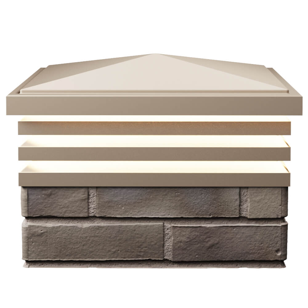Колпак Zking Бона ХайТек Бежевый на столб 1.5х1.5 кирпича (385х385мм) с подсветкой в Сосновый Бор фото