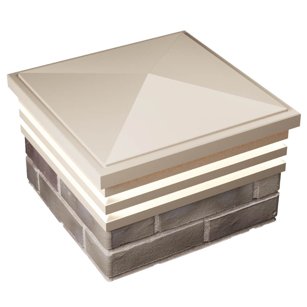 Колпак Zking Бона ХайТек Бежевый на столб 1.5х1.5 кирпича (385х385мм) с подсветкой в Сосновый Бор фото