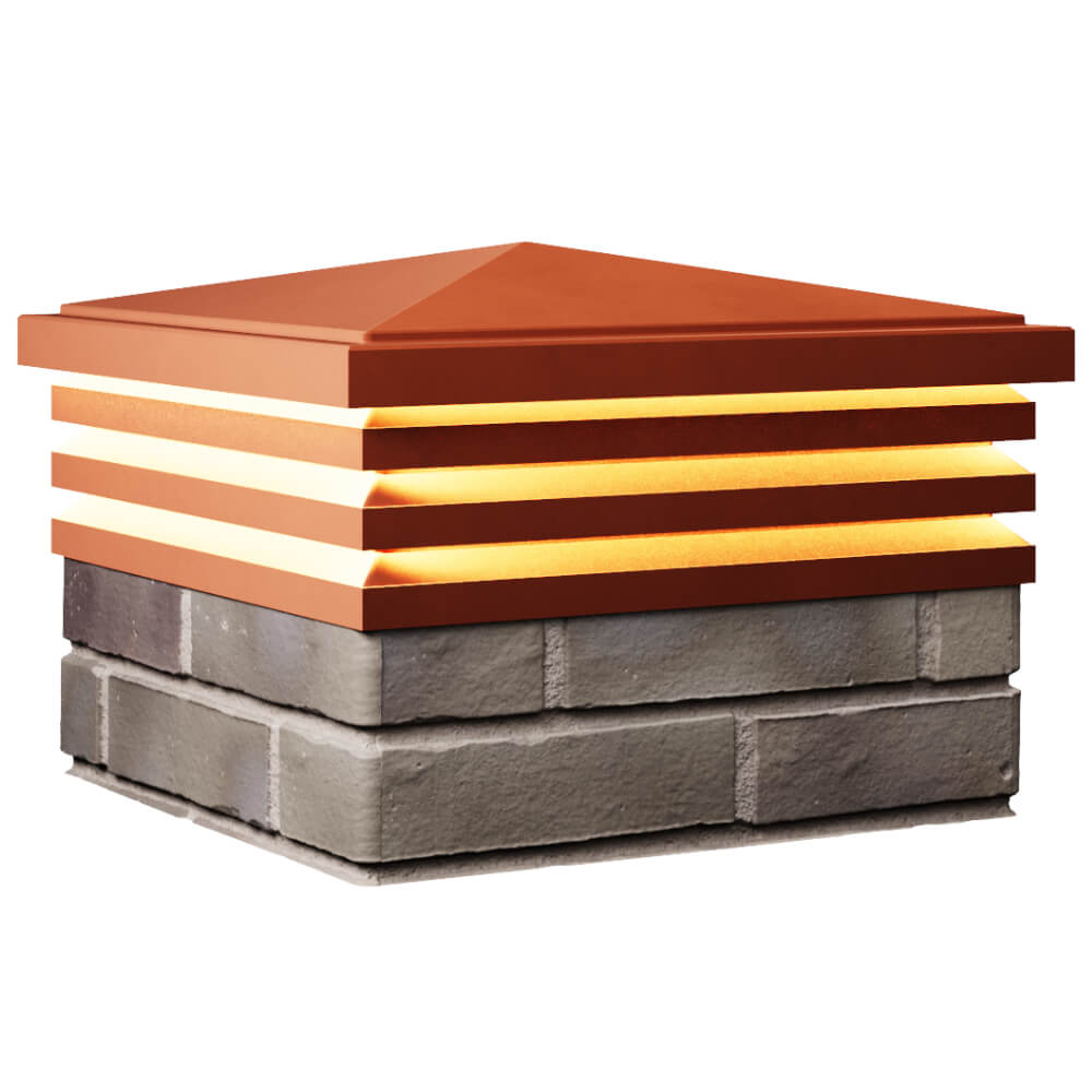 Колпак Zking Бона ХайТек Красный на столб 1.5х1.5 кирпича (385х385мм) с подсветкой в Сосновый Бор фото