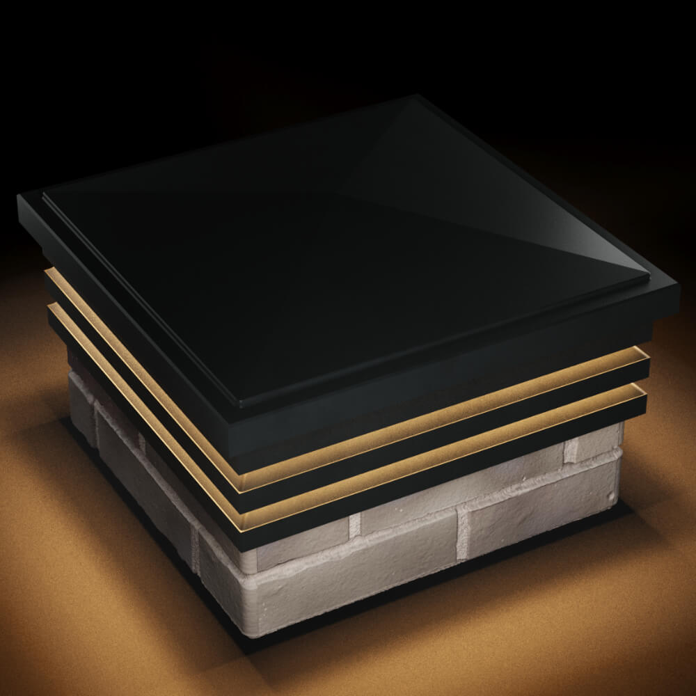 Колпак Zking Бона ХайТек Черный на столб 1.5х1.5 кирпича (385х385мм) с подсветкой в Сосновый Бор фото