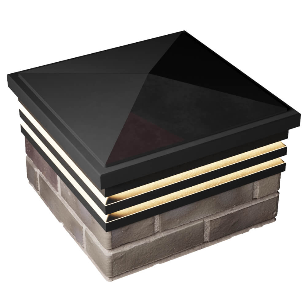 Колпак Zking Бона ХайТек Черный на столб 1.5х1.5 кирпича (385х385мм) с подсветкой в Сосновый Бор фото