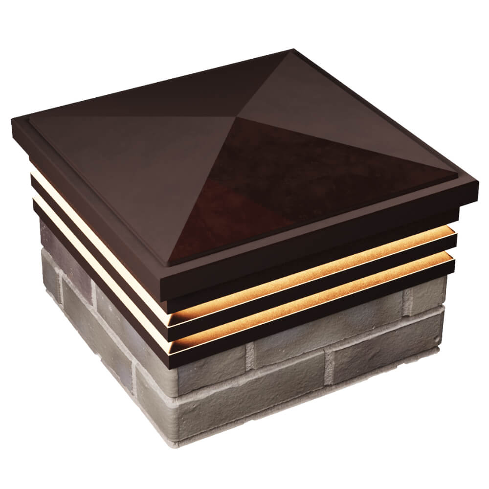 Колпак Zking Бона ХайТек Коричневый на столб 1.5х1.5 кирпича (385х385мм) с подсветкой в Сосновый Бор фото