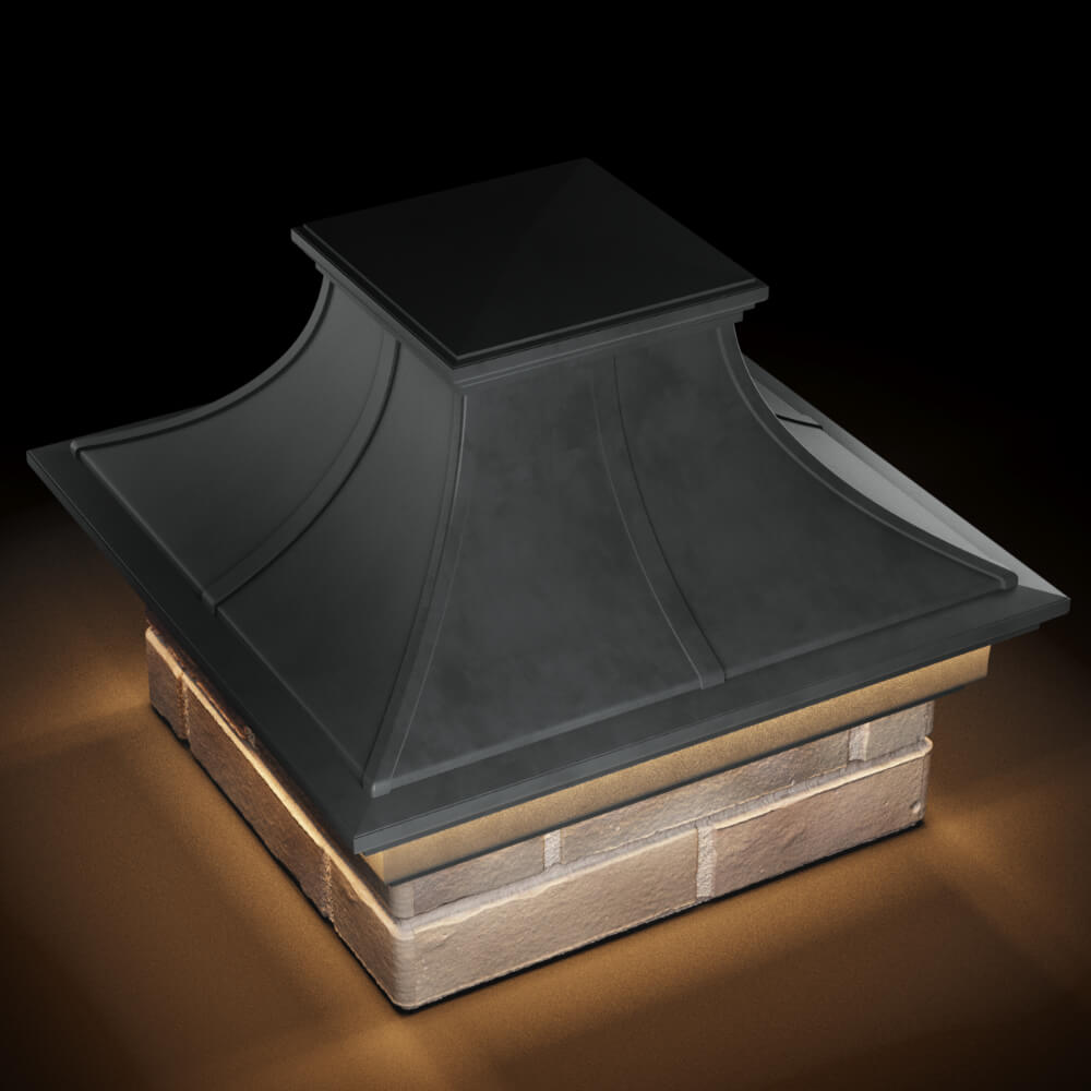 Колпак Zking Монблан Премиум Серый на столб 1.5х1.5 кирпича (385х385мм) с подсветкой в Сосновый Бор фото