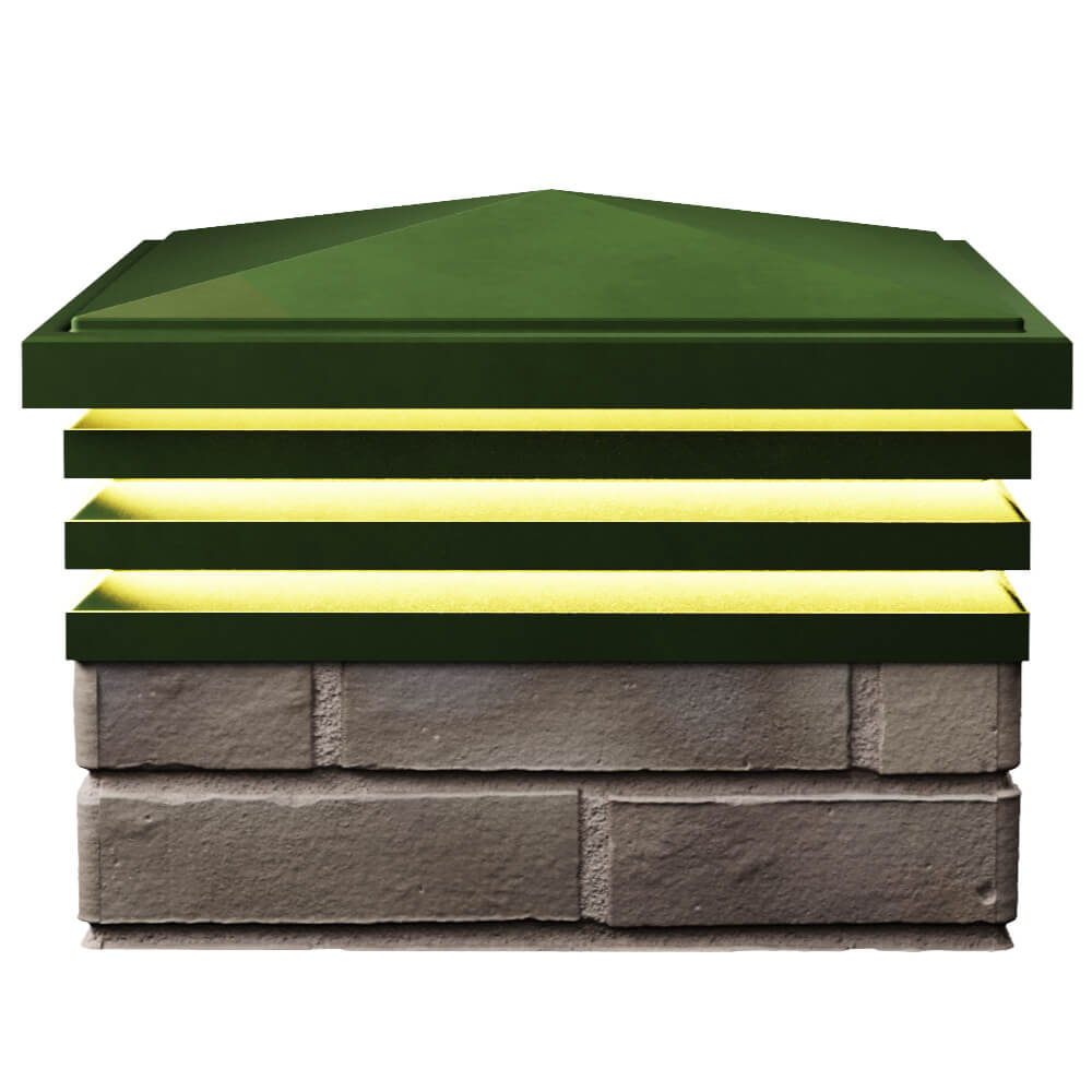 Колпак Zking Бона ХайТек Зеленый на столб 1.5х1.5 кирпича (385х385мм) с подсветкой в Сосновый Бор фото