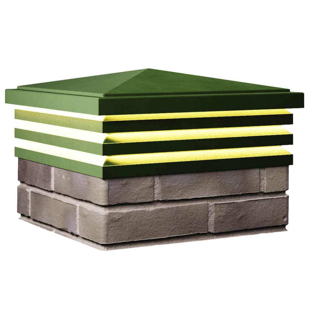 Колпак Zking Бона ХайТек Зеленый на столб 1.5х1.5 кирпича (385х385мм) с подсветкой в Сосновый Бор фото