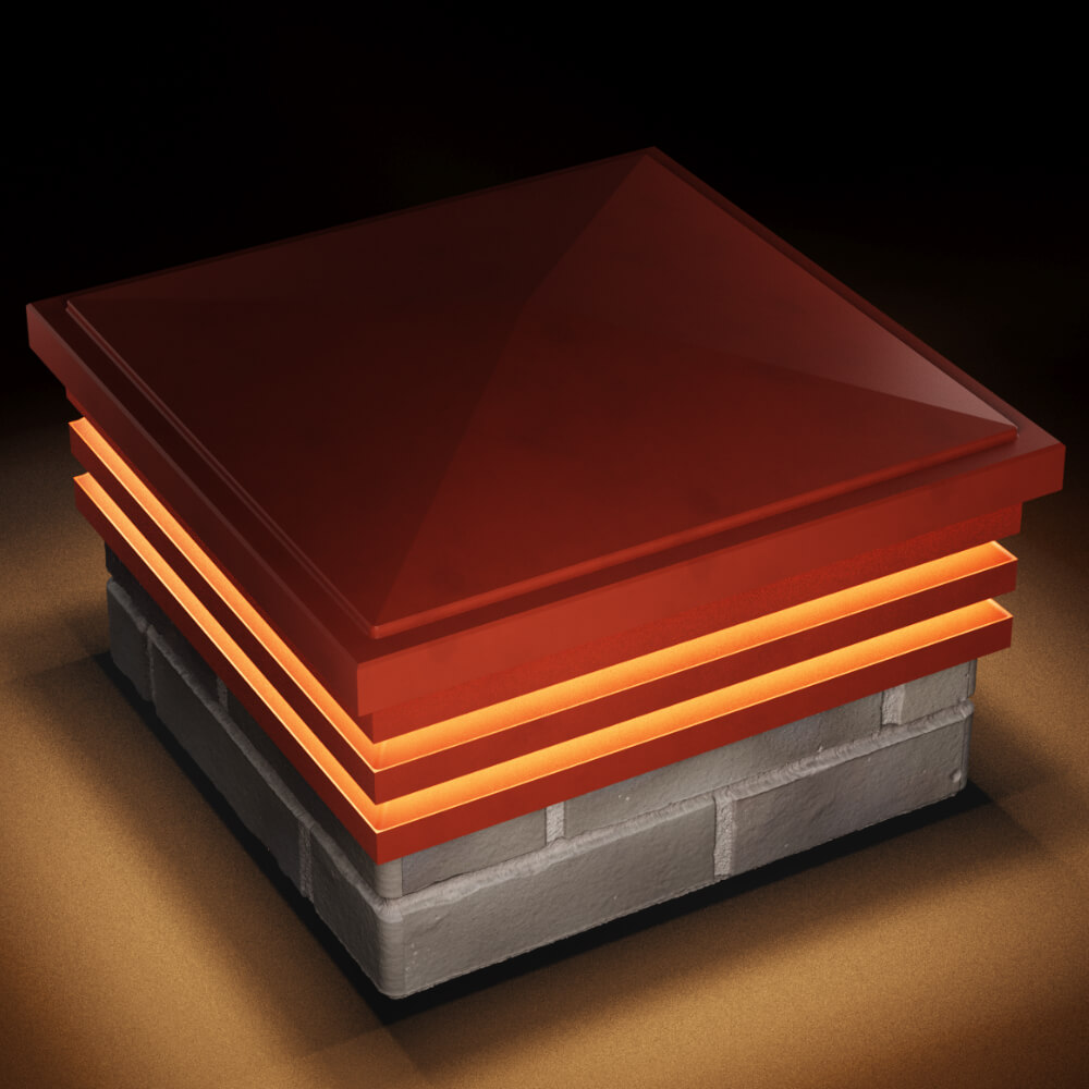 Колпак Zking Бона ХайТек Красный на столб 1.5х1.5 кирпича (385х385мм) с подсветкой в Сосновый Бор фото