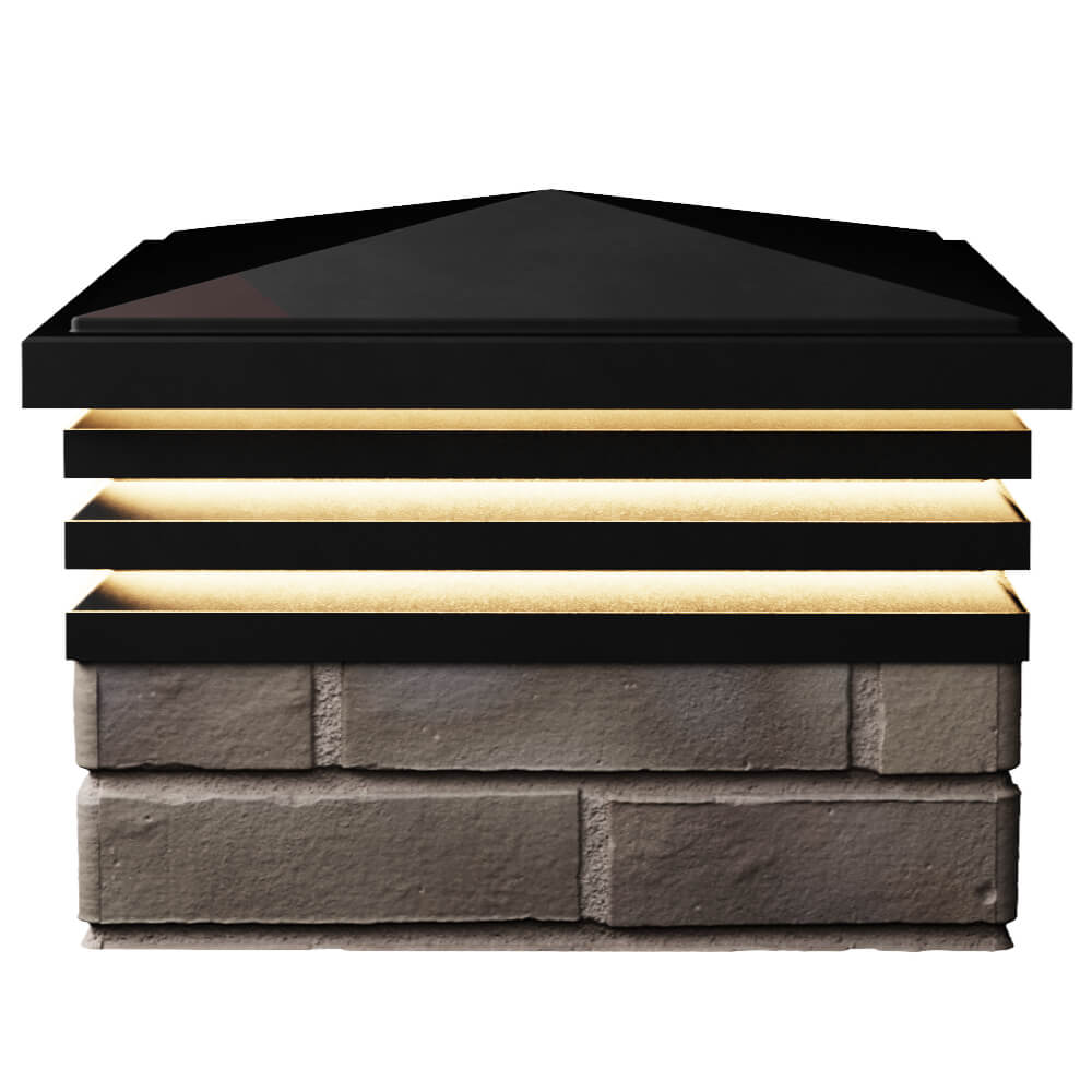 Колпак Zking Бона ХайТек Черный на столб 1.5х1.5 кирпича (385х385мм) с подсветкой в Сосновый Бор фото