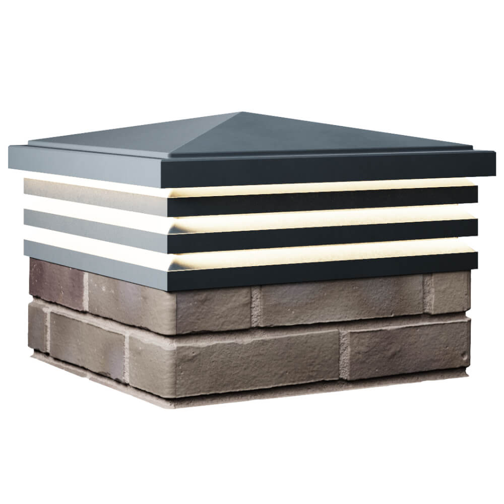 Колпак Zking Бона ХайТек Серый на столб 1.5х1.5 кирпича (385х385мм) с подсветкой в Сосновый Бор фото