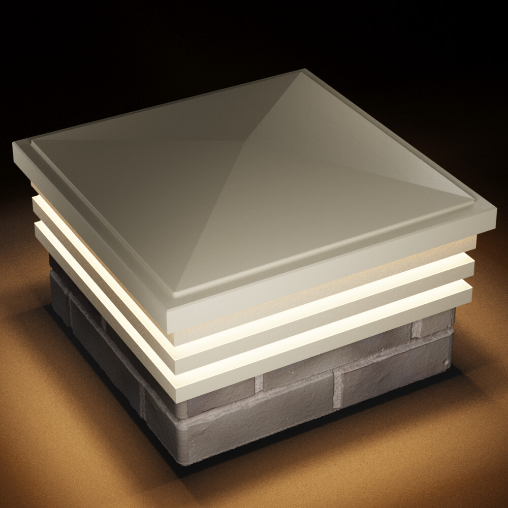 Колпак Zking Бона ХайТек Бежевый на столб 1.5х1.5 кирпича (385х385мм) с подсветкой в Сосновый Бор фото