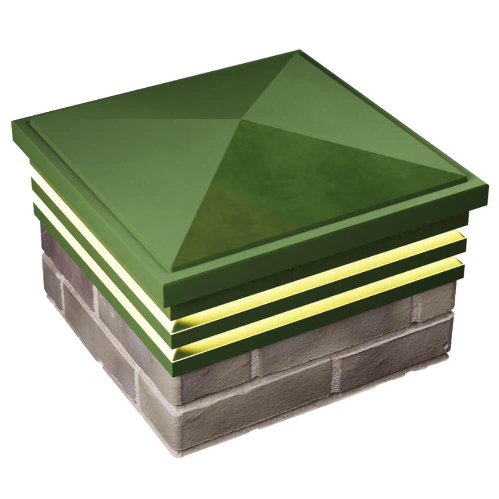 Колпак Zking Бона ХайТек Зеленый на столб 1.5х1.5 кирпича (385х385мм) с подсветкой в Сосновый Бор фото