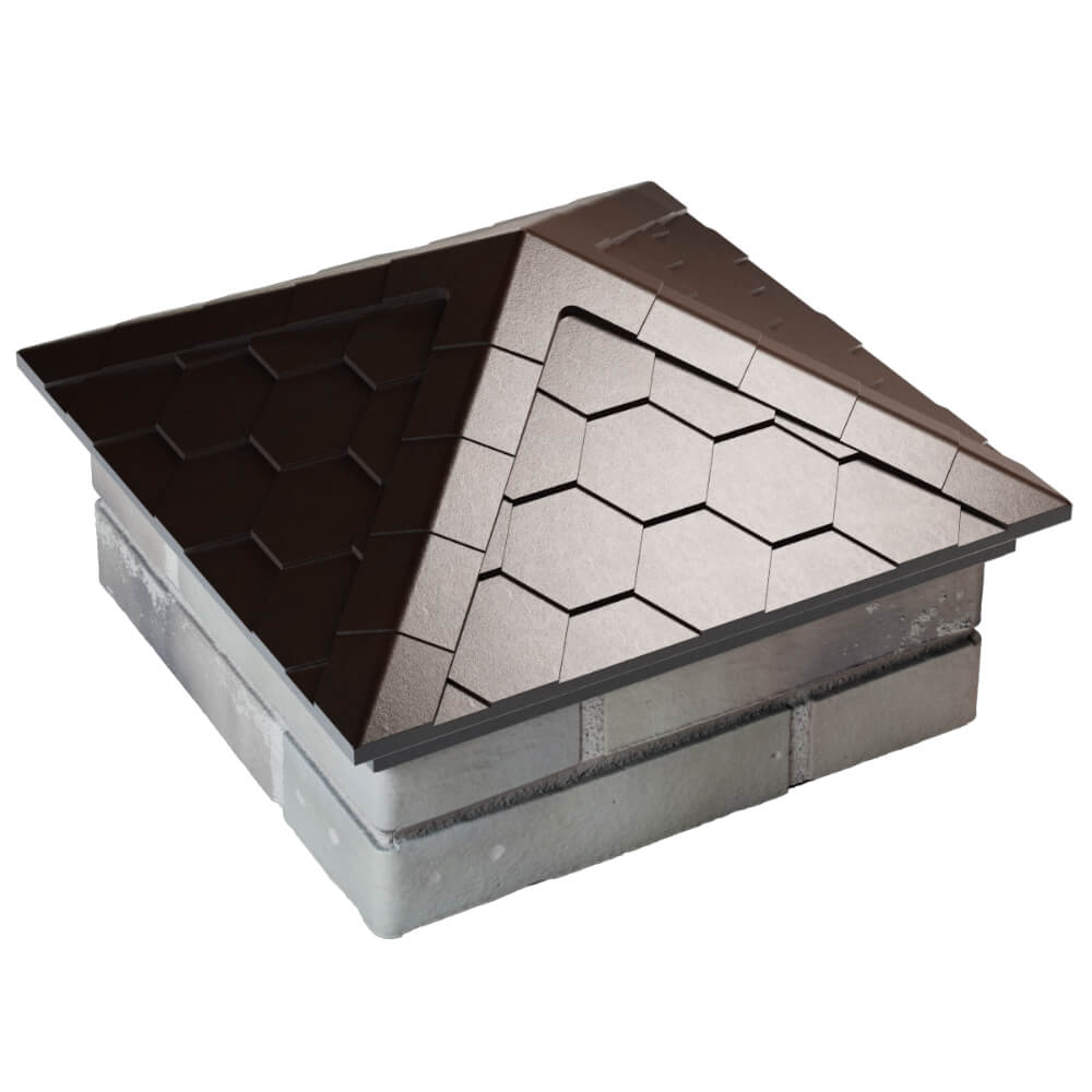 Колпак Zking Эверест Коричневый на столб 1.5х1.5 кирпича (390х390мм) в Сосновый Бор фото