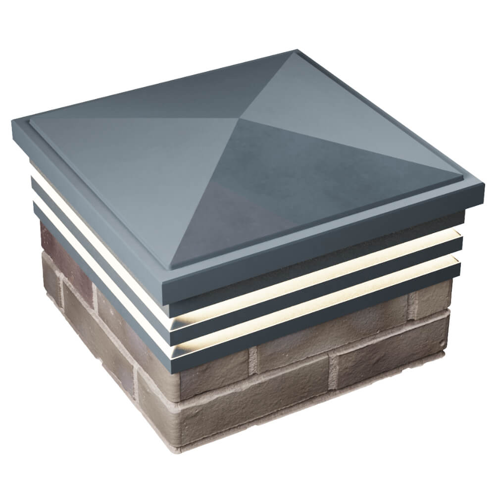 Колпак Zking Бона ХайТек Серый на столб 1.5х1.5 кирпича (385х385мм) с подсветкой в Сосновый Бор фото