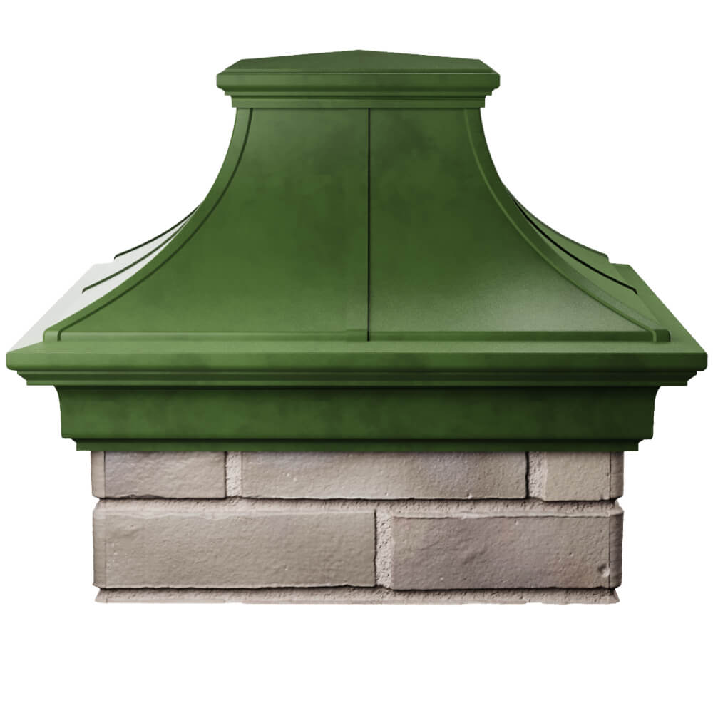 Колпак Zking Монблан Премиум Зеленый на столб 1.5х1.5 кирпича (385х385мм) Сосновый Бор фото