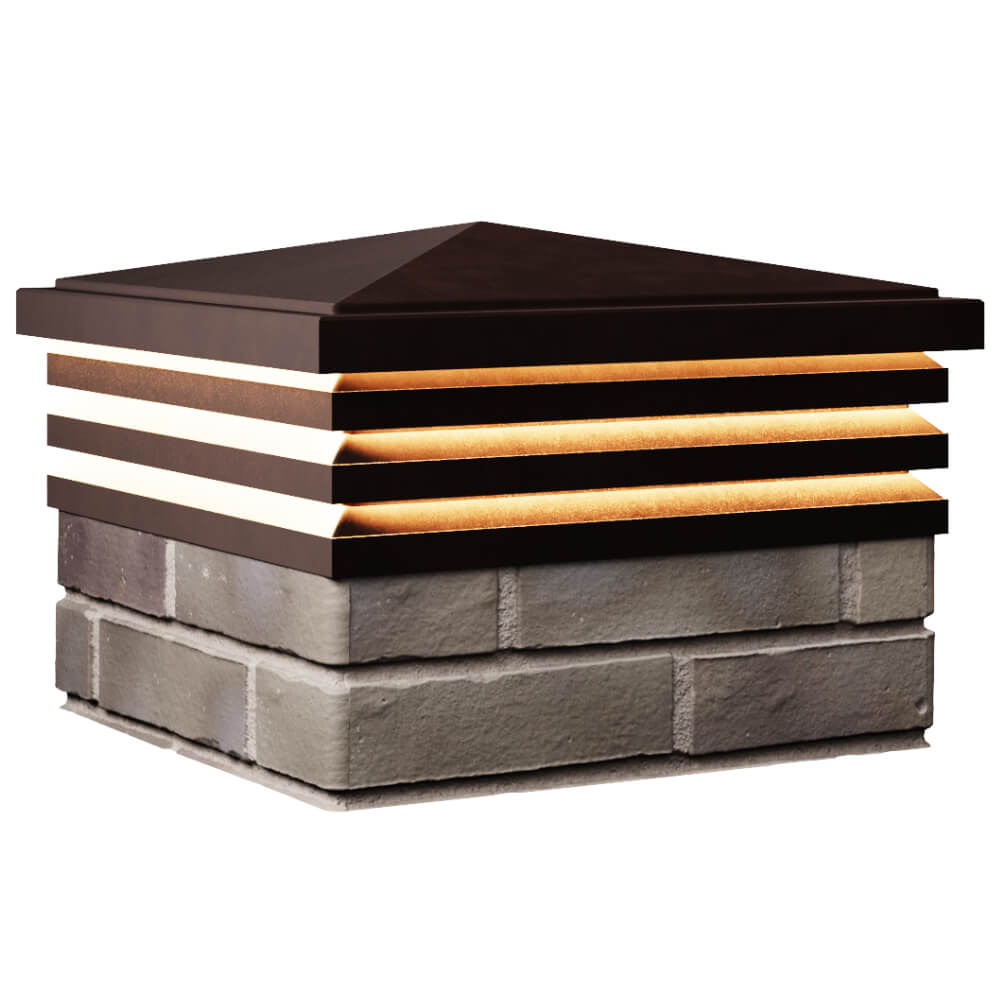 Колпак Zking Бона ХайТек Коричневый на столб 1.5х1.5 кирпича (385х385мм) с подсветкой в Сосновый Бор фото