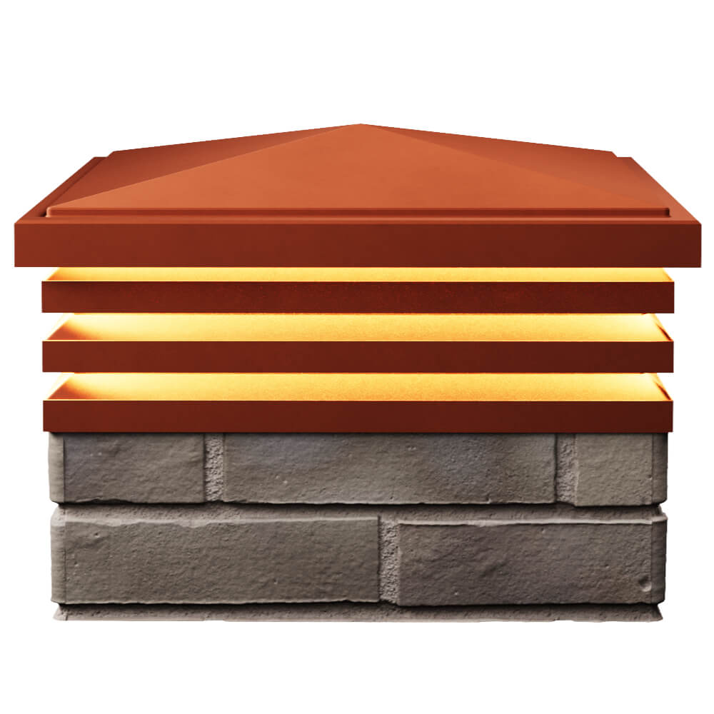 Колпак Zking Бона ХайТек Красный на столб 1.5х1.5 кирпича (385х385мм) с подсветкой в Сосновый Бор фото