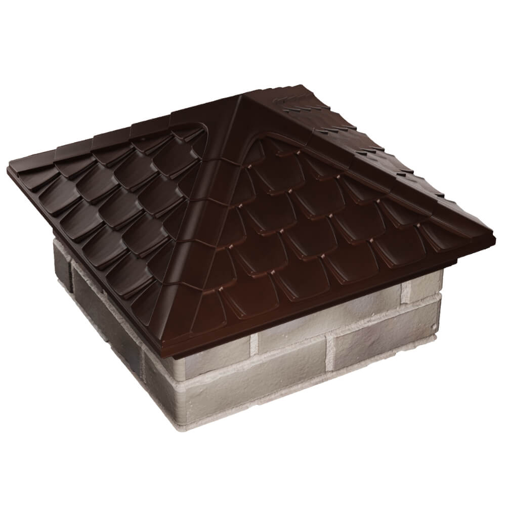 Колпак Zking Эльбрус Коричневый на столб 1.5х1.5 кирпича (385х385мм) в Сосновый Бор фото