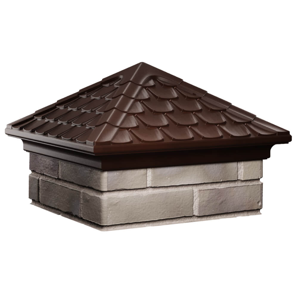 Колпак Zking Эльбрус Коричневый на столб 1.5х1.5 кирпича (385х385мм) в Сосновый Бор фото