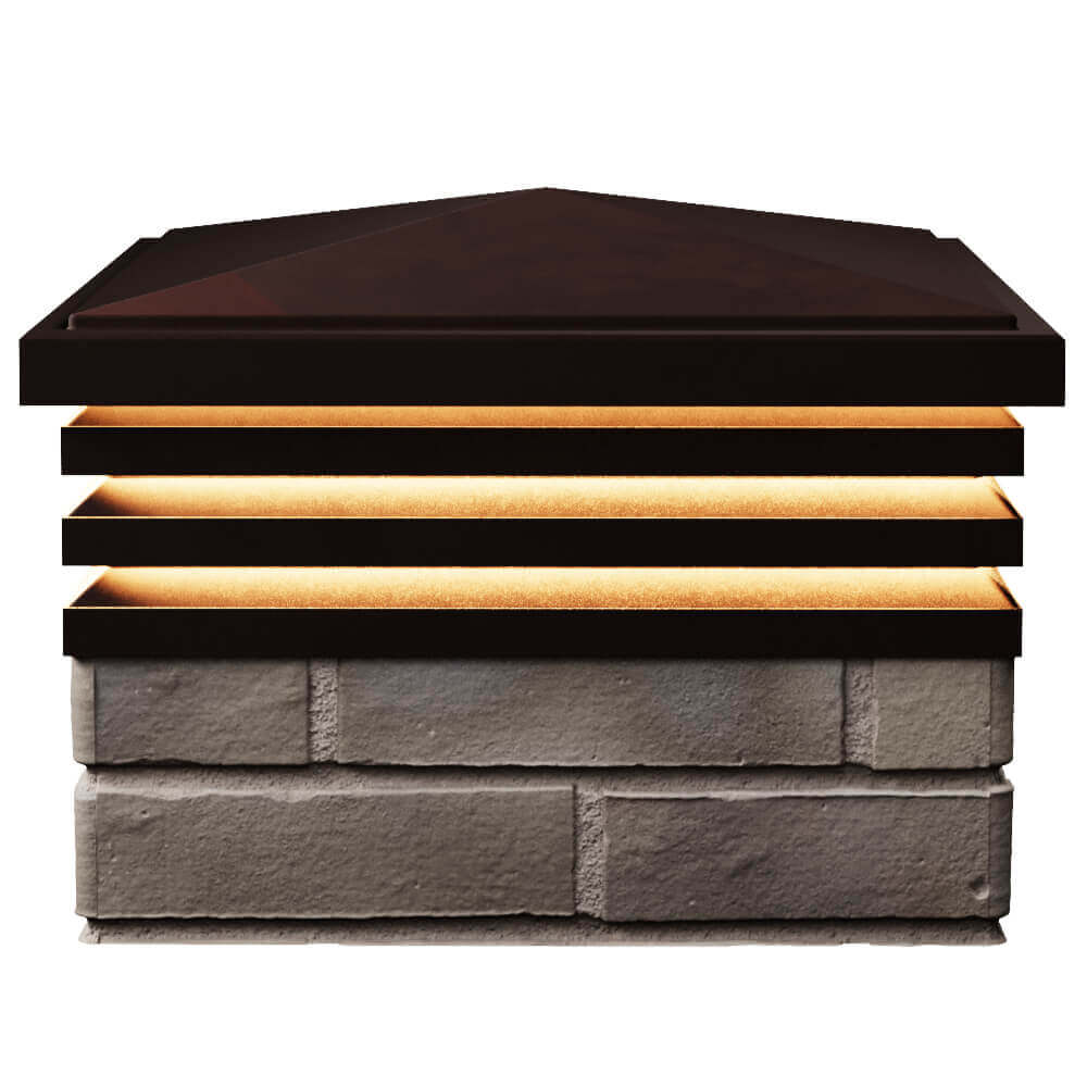 Колпак Zking Бона ХайТек Коричневый на столб 1.5х1.5 кирпича (385х385мм) с подсветкой в Сосновый Бор фото